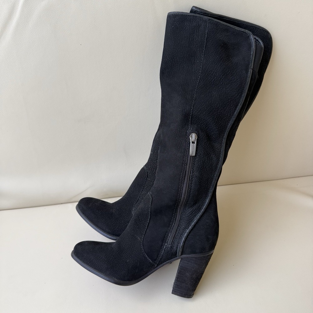 Vince Camuto Framina Women's US 4.5M Black Leather Knee High Boots Block Heel